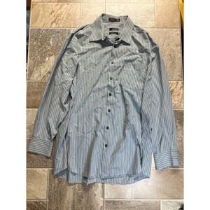 Claiborne Mens Wrinkle Free Striped Dress Shirt X-Large 17 1/2 Collar Cotton